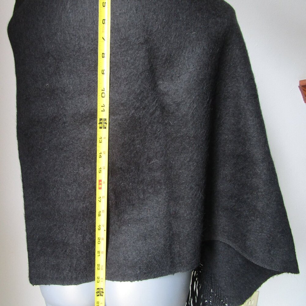 Black wool shawl blanket. 23x64inch warm sturdy scratchy wool. - Picture 4 of 15